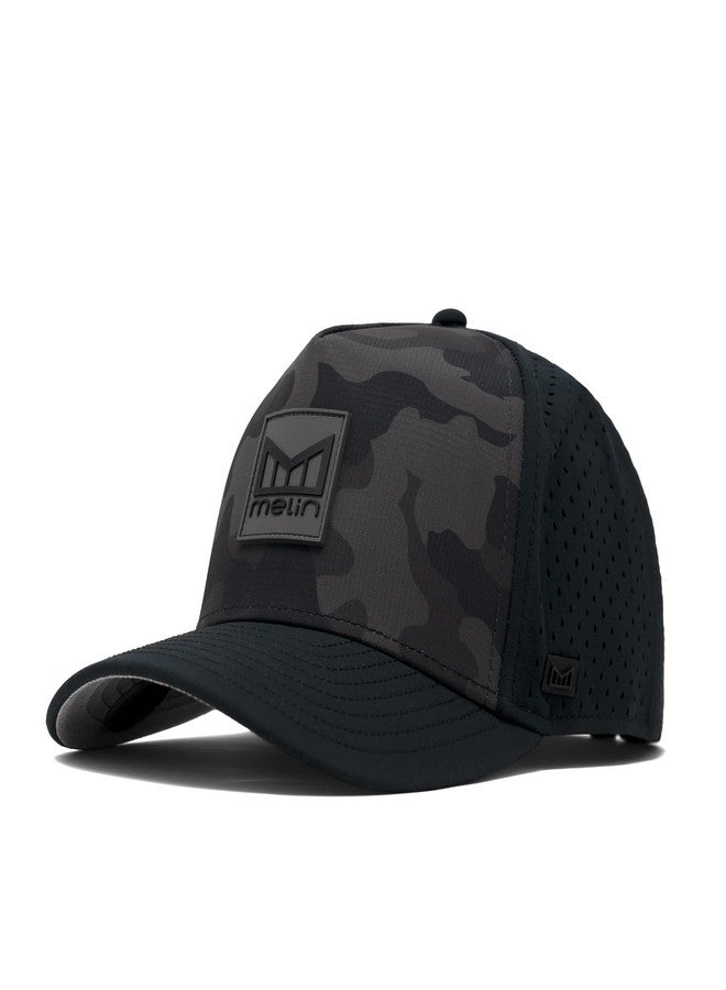 melin Odysea Stacked Hydro, Black Camo, Men's Performance Snapback Hats, Water-Resistant Fitted Baseball Caps for Men & Women, Golf, Running, or Workout Hat, Medium-Large - Image 1